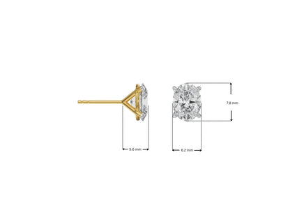 1 ct Oval Cut Breathtaking Lab Grown Radiant Ear Studs