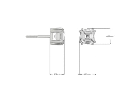 1 ct Asscher Lab Grown Radiant Ear Studs