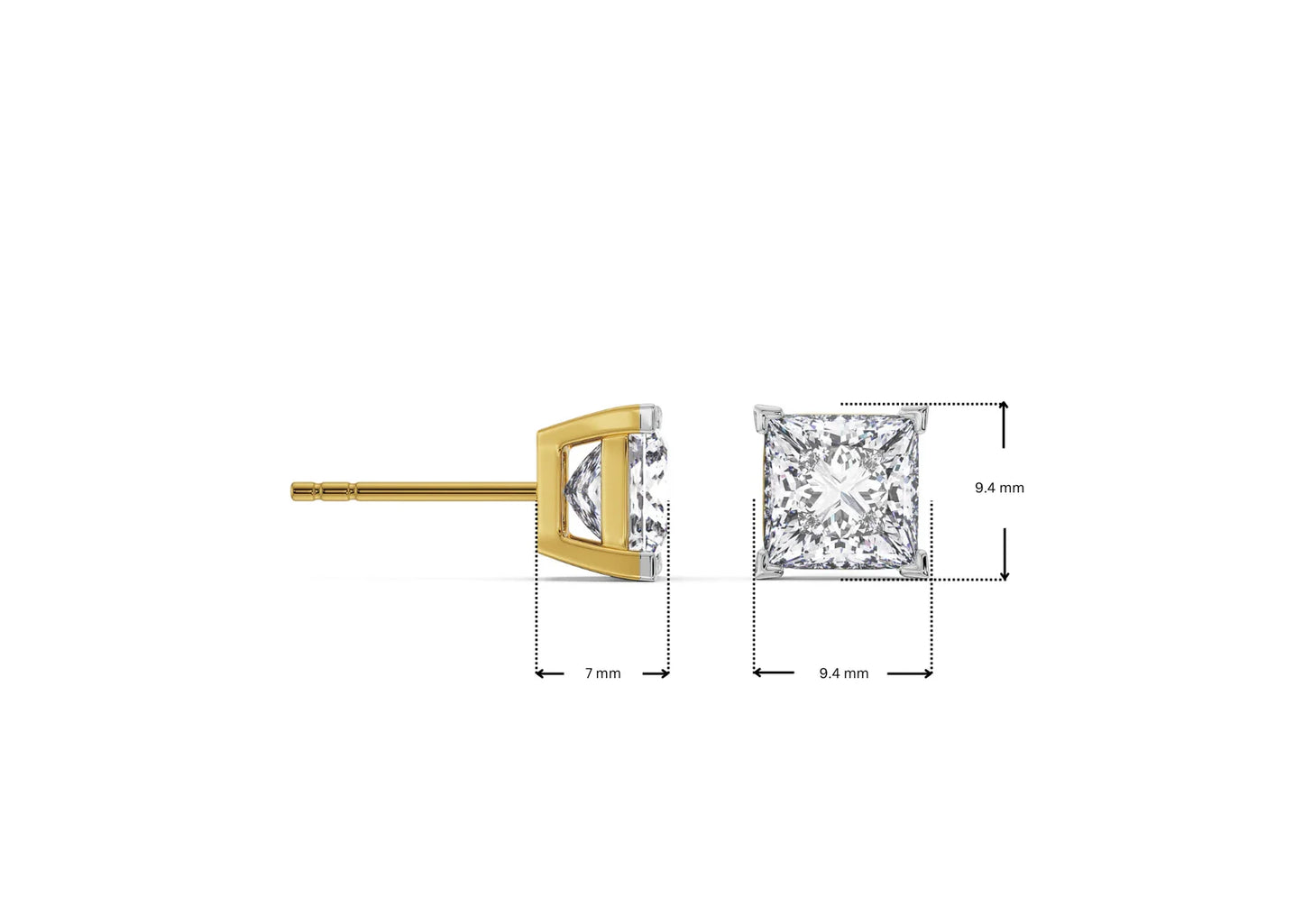 2 ct Heritage Square Lab Grown Brilliant Studs