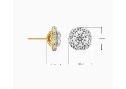1 ct Cushion Halo Lab Grown Radiant Detachable Stud