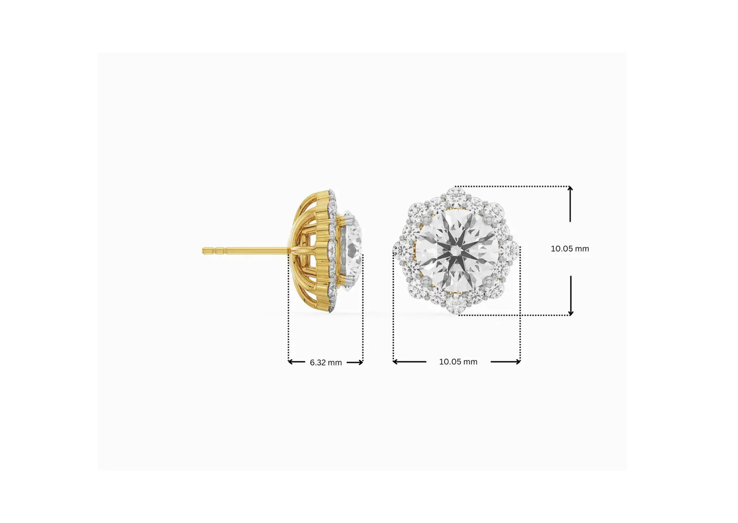 1 ct Floral Halo Detachable Lab Brilliant Ear Stud