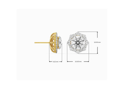 1 ct Floral Halo Detachable Lab Brilliant Ear Stud