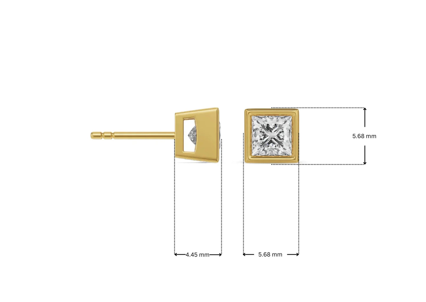 0.5 CT Frame Princess Lab Grown Luxe Solitaire Studs