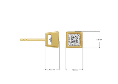 1 ct Frame Princess Lab Grown Brilliant Solitaire Studs