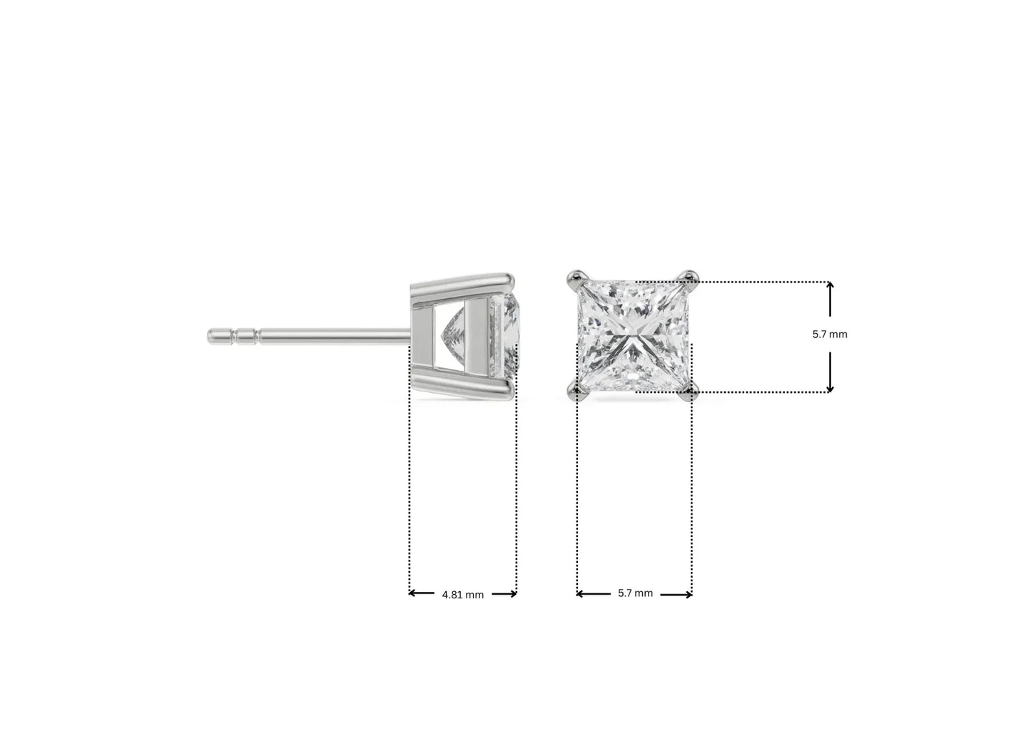 0.5 CT Timeless Princess Lab Grown Radiant Iconic Studs