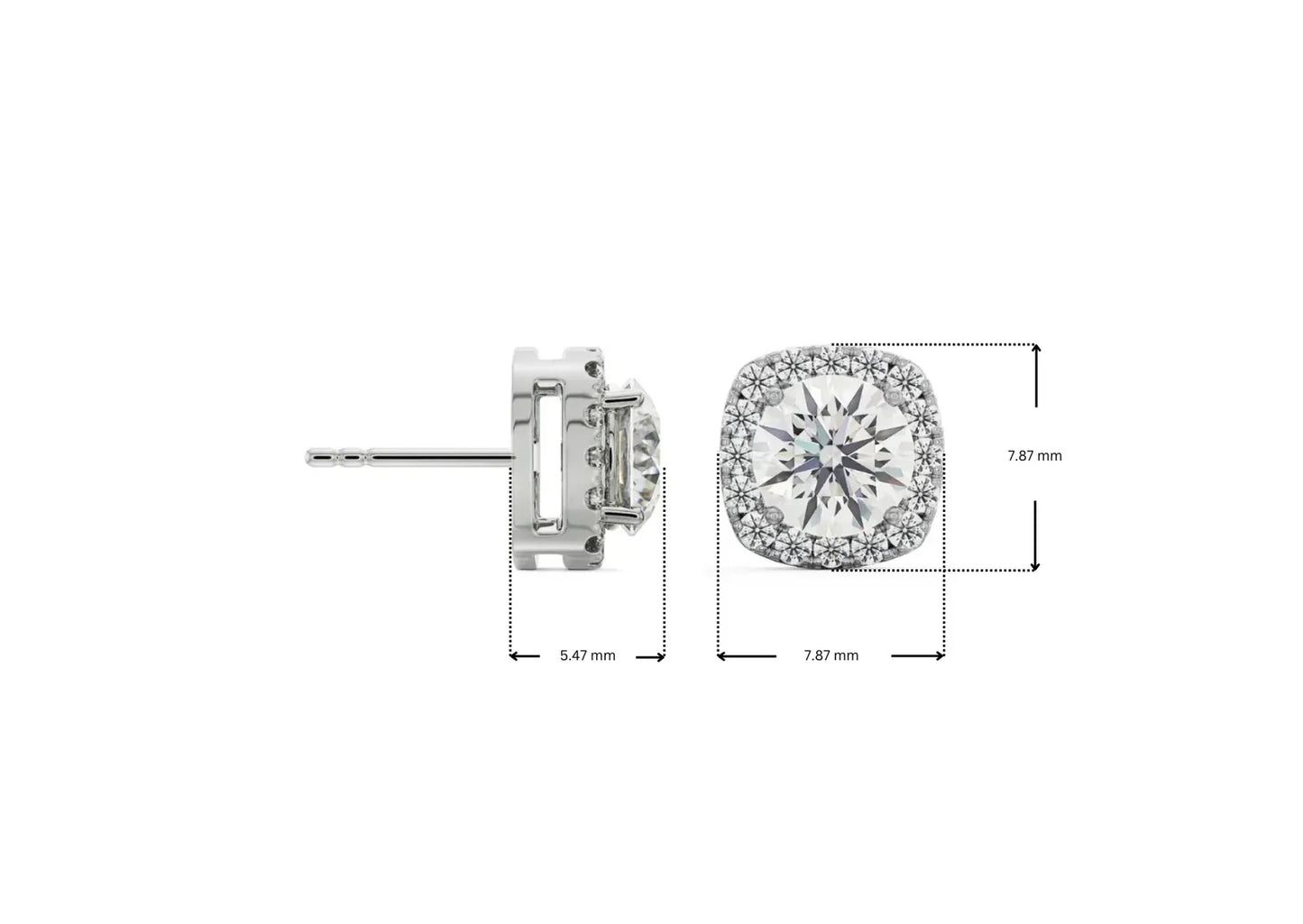 Tisha Halo Circular Lab Grown Radiant Studs