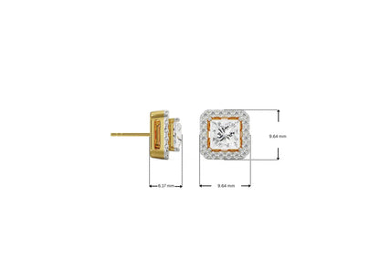 1 ct Princess Frame Lab Radiant Stud