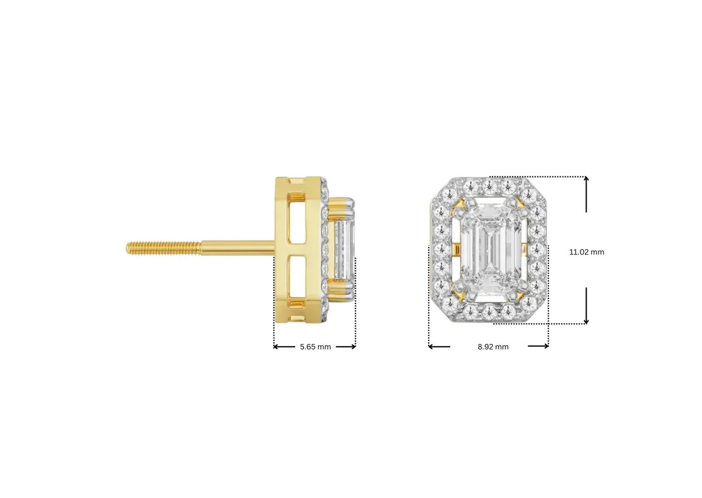 1 ct Shimmering Halo Emerald Lab Brilliant Earrings