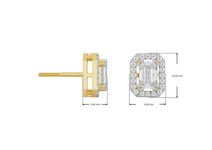 1 ct Shimmering Halo Emerald Lab Brilliant Earrings