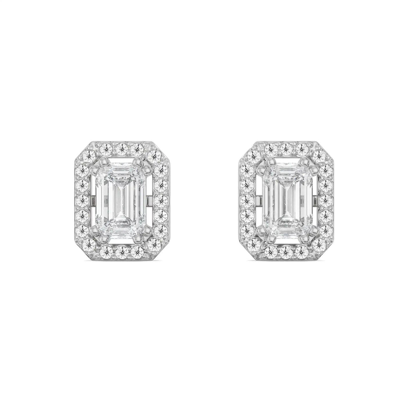 1 ct Shimmering Halo Emerald Lab Brilliant Earrings