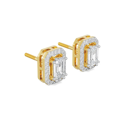 1 ct Shimmering Halo Emerald Lab Brilliant Earrings