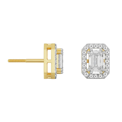 1 ct Shimmering Halo Emerald Lab Brilliant Earrings