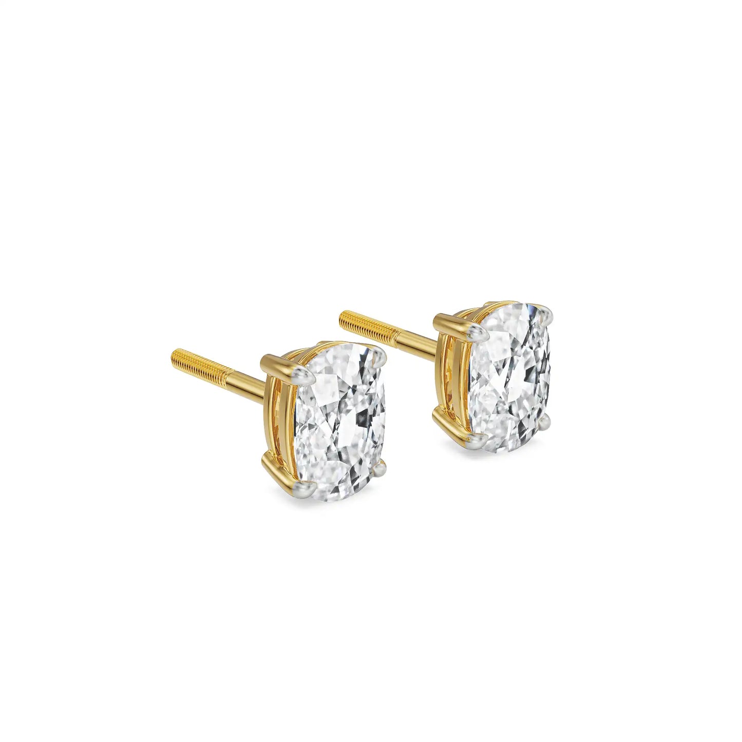 1 CT Enchanting Cushion Lab Grown Brilliant Ear Stud