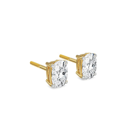 1 CT Enchanting Cushion Lab Grown Brilliant Ear Stud