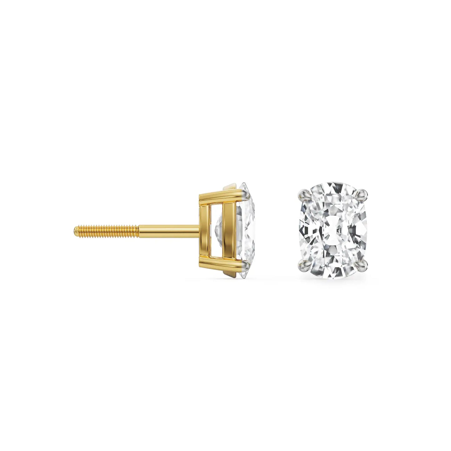 1 CT Enchanting Cushion Lab Grown Brilliant Ear Stud