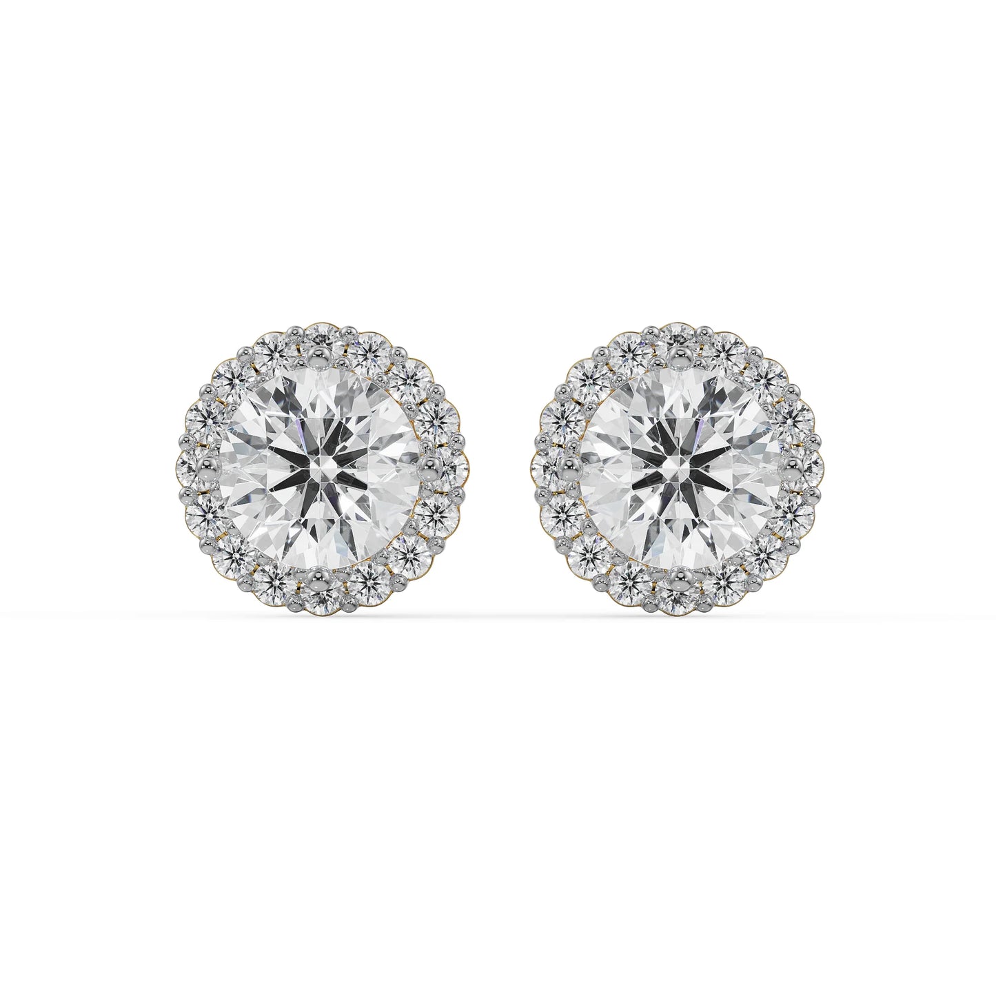 0.5 CT Halo Circular Lab Grown Luxe Solitaire Studs