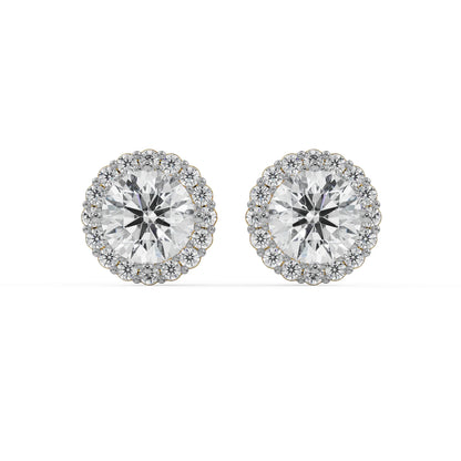 0.5 CT Halo Circular Lab Grown Luxe Solitaire Studs