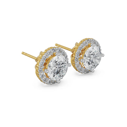 0.5 CT Halo Circular Lab Grown Luxe Solitaire Studs