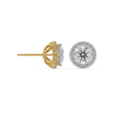 0.5 CT Halo Circular Lab Grown Luxe Solitaire Studs