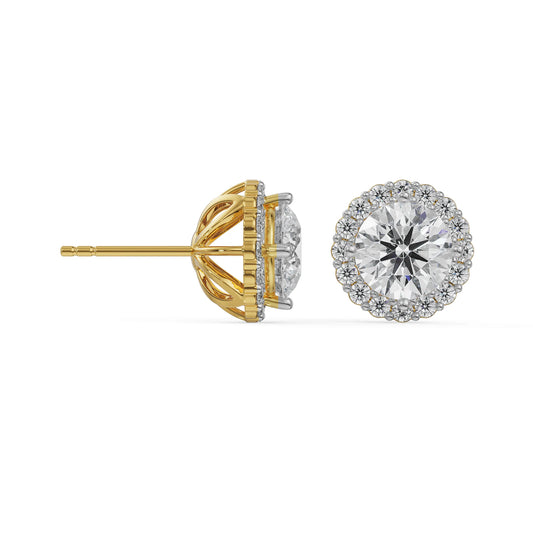 1 ct Halo Circular Lab Grown Luxe Solitaire Studs