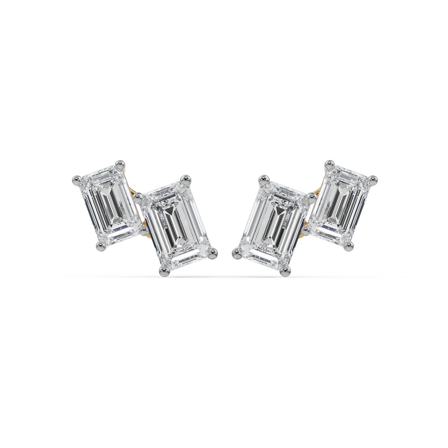 Duo Emerald Lab Grown Radiant Stud