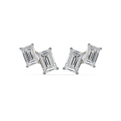 Duo Emerald Lab Grown Radiant Stud