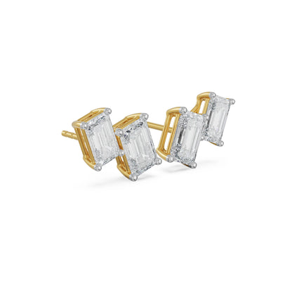 Duo Emerald Lab Grown Radiant Stud