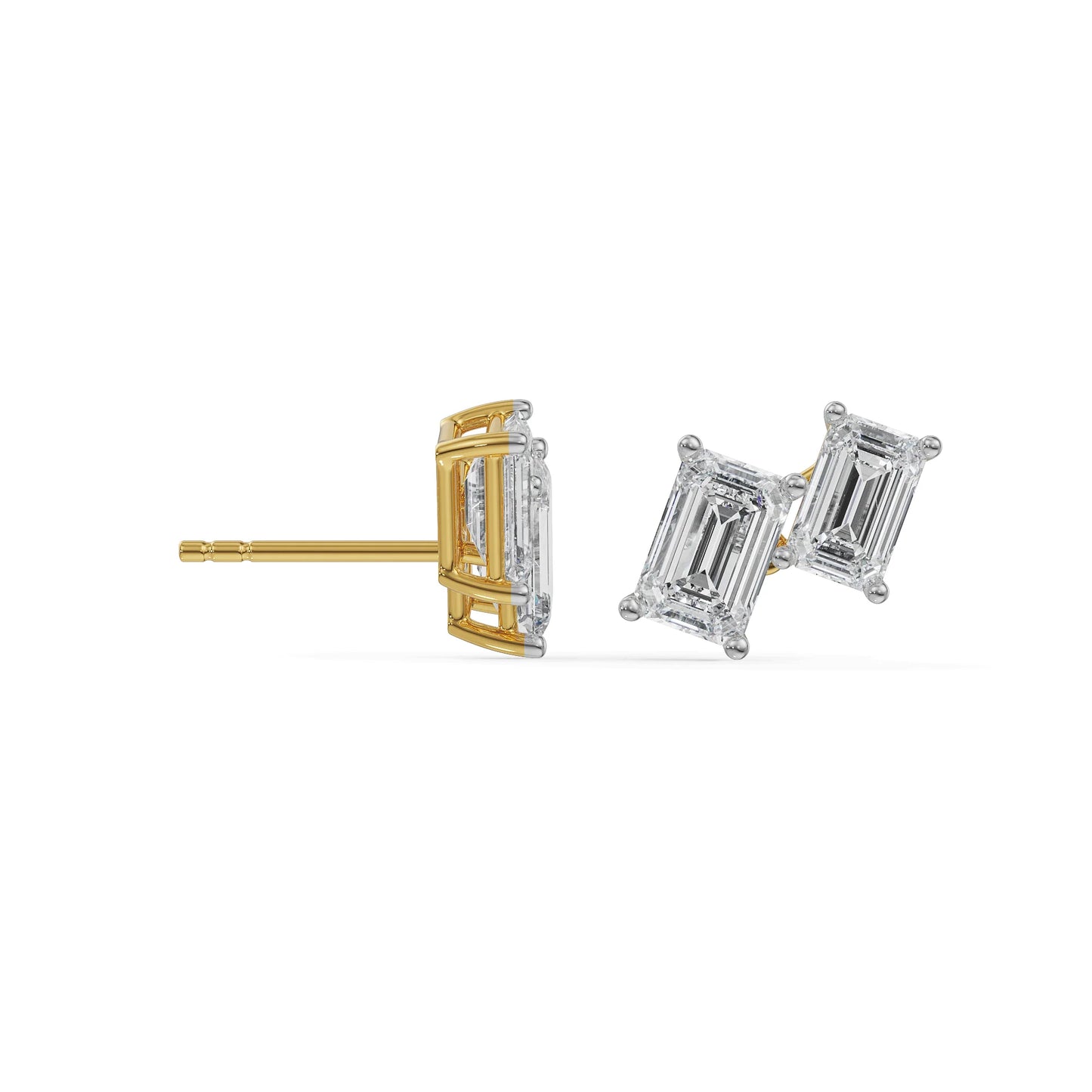 Duo Emerald Lab Grown Radiant Stud