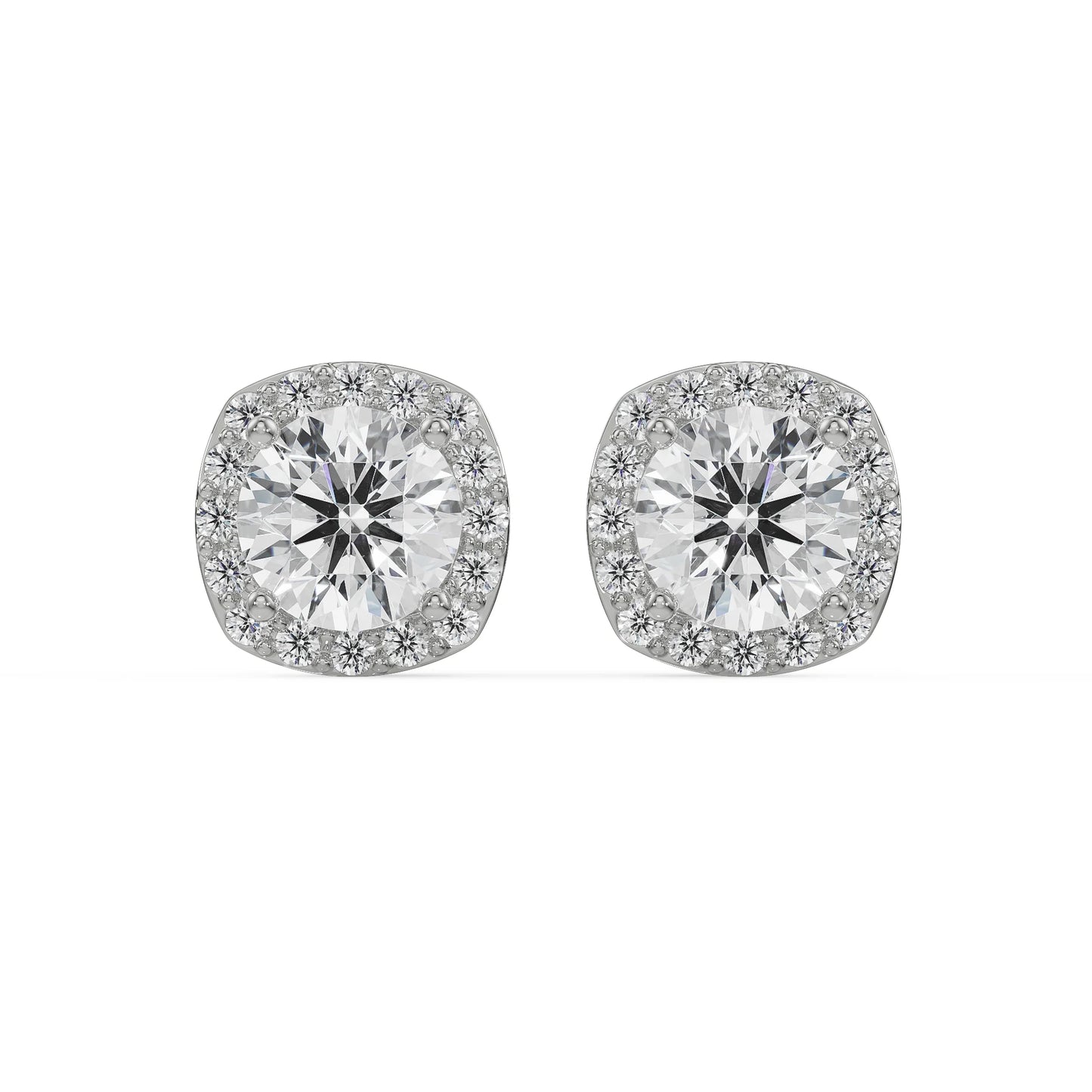 0.5 CT Halo Cushion Cut Lab Grown Luxe Ear Stud