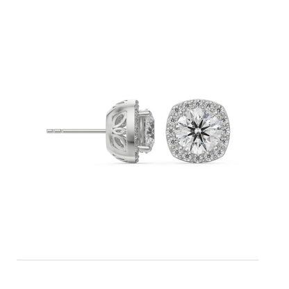 0.5 CT Halo Cushion Cut Lab Grown Luxe Ear Stud