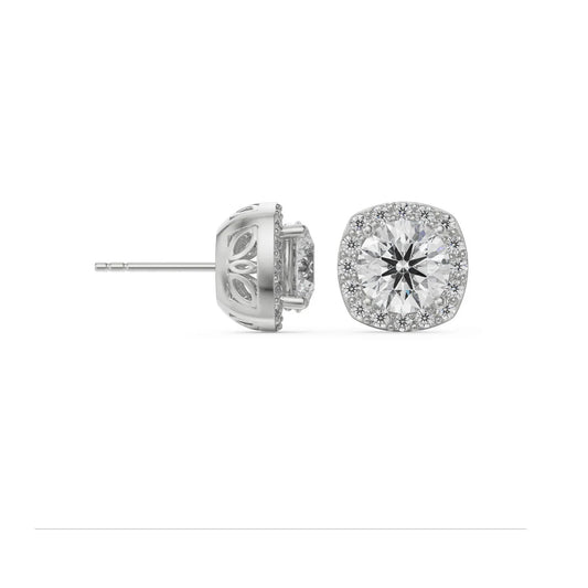 0.5 CT Halo Cushion Cut Lab Grown Luxe Ear Stud