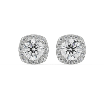 1 ct Halo Cushion Cut Lab Grown Radiant Ear Stud