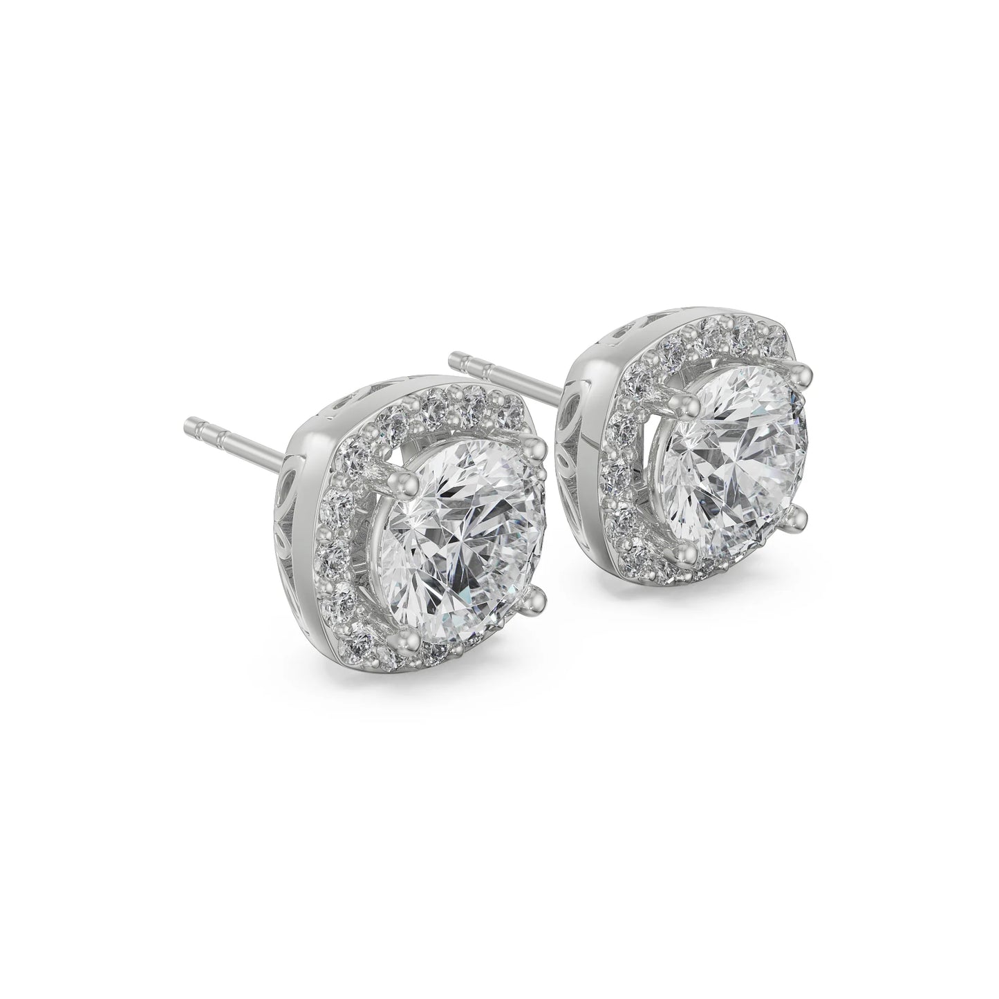 1 ct Halo Cushion Cut Lab Grown Radiant Ear Stud