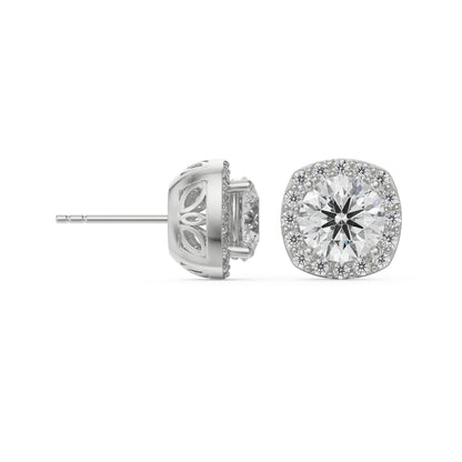 1 ct Halo Cushion Cut Lab Grown Radiant Ear Stud