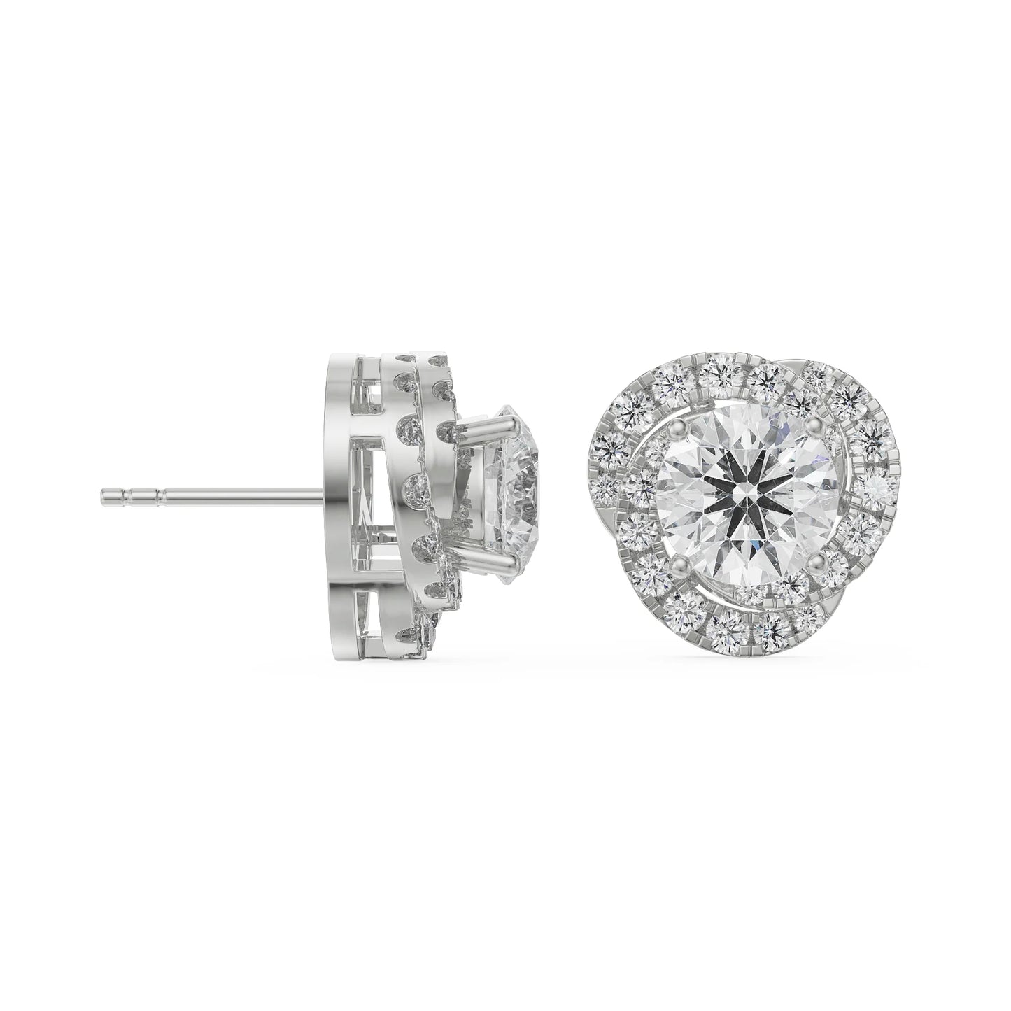 1 ct Swirl Halo Lab Grown Luxe Earrings