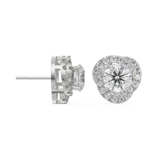 1 ct Swirl Halo Lab Grown Luxe Earrings