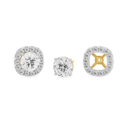 0.50 CT Cushion Halo Lab Grown Luxe Detachable Ear Stud