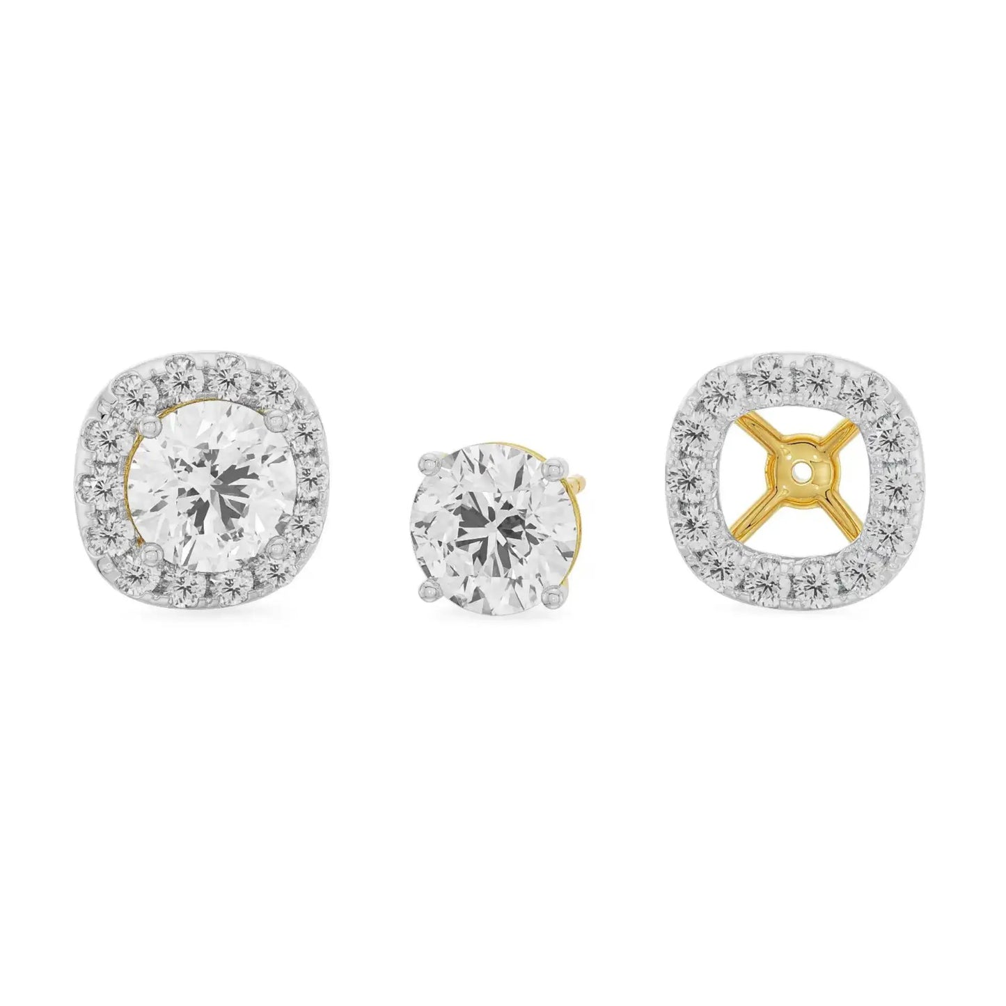 1 ct Cushion Halo Lab Grown Radiant Detachable Stud