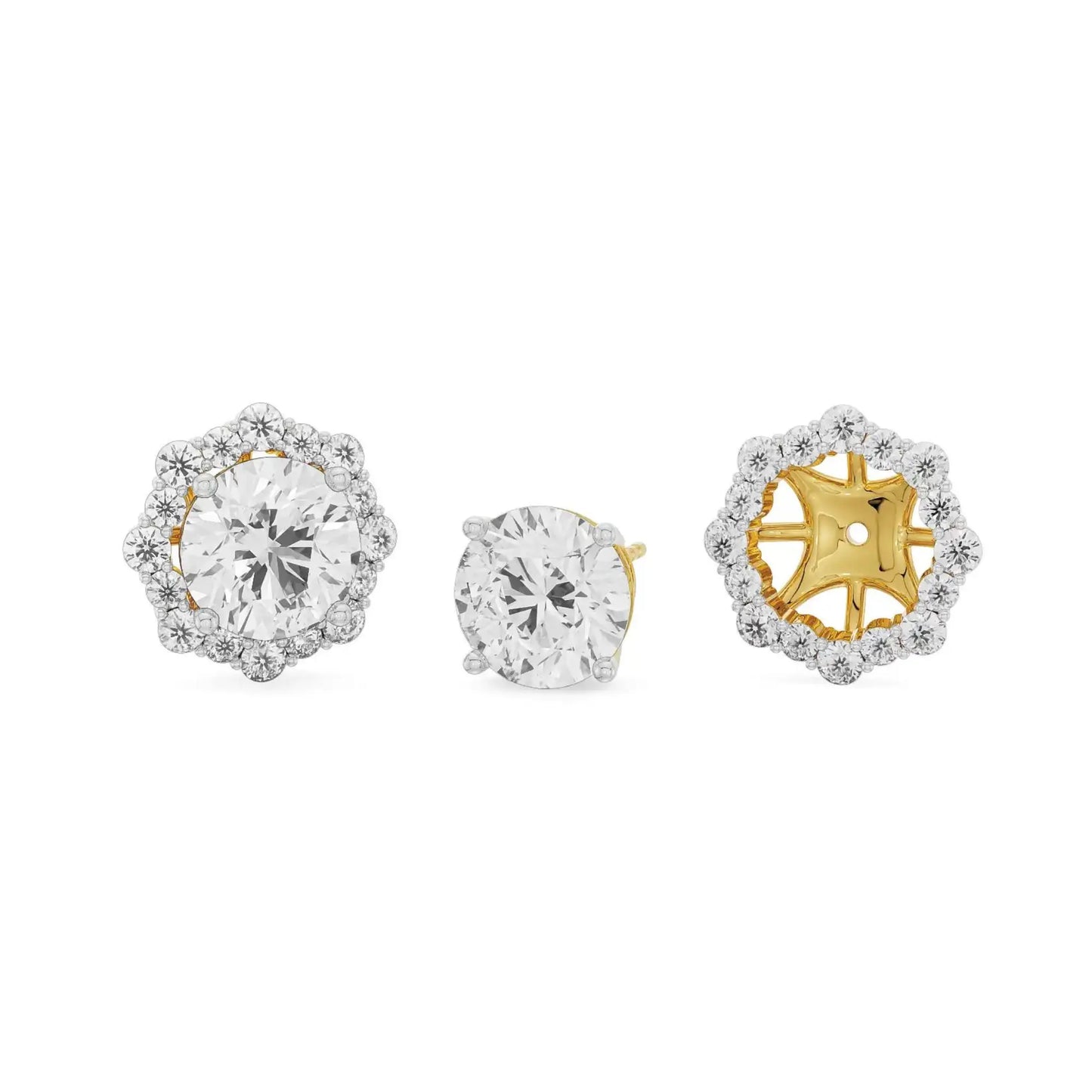 0.50 CT Floral Halo Detachable Lab Radiant Stud
