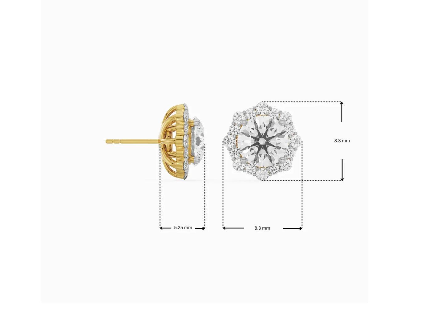 0.50 CT Floral Halo Detachable Lab Radiant Stud