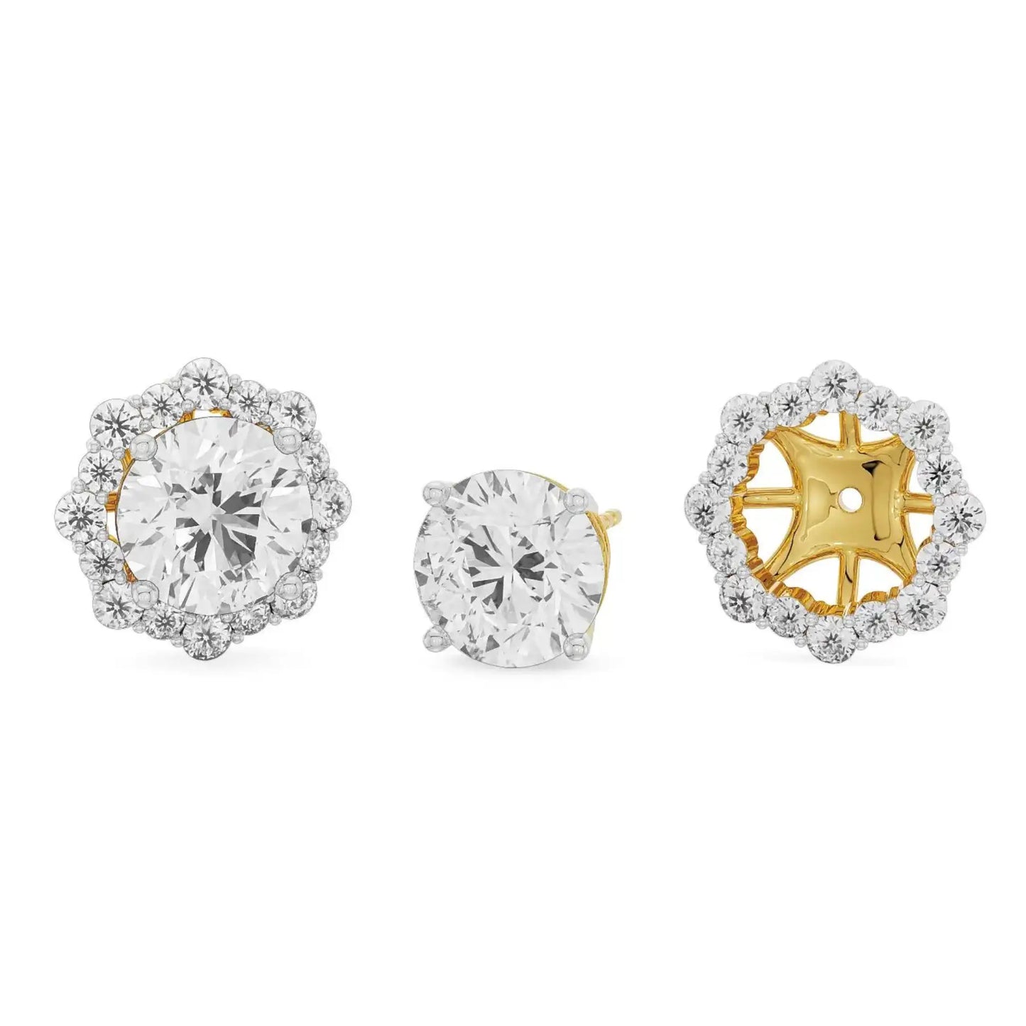 1 ct Floral Halo Detachable Lab Brilliant Ear Stud