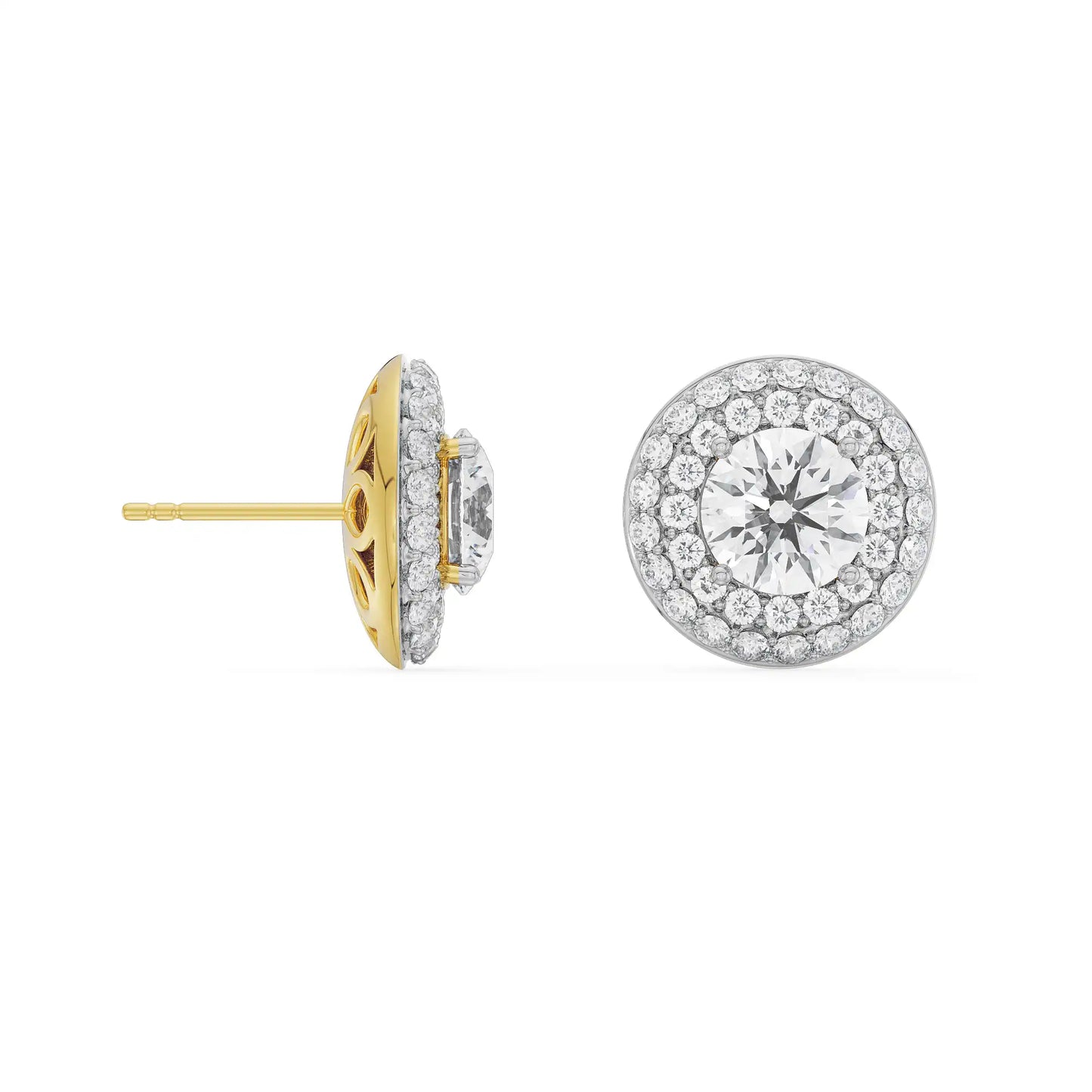0.25 CT Double Halo Detachable Lab-Grown Radiant Stud Earrings