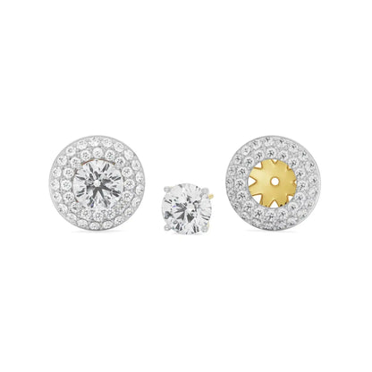 0.25 CT Double Halo Detachable Lab-Grown Radiant Stud Earrings