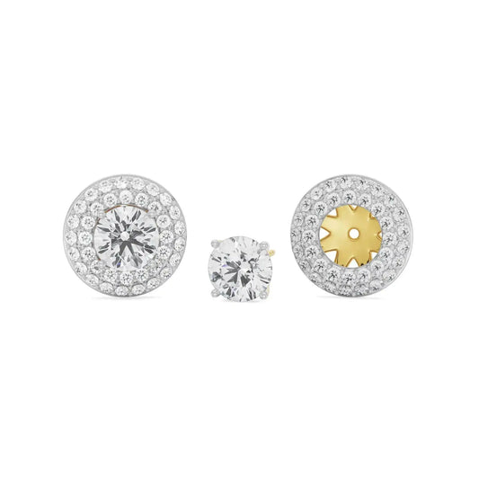 0.25 CT Double Halo Detachable Lab-Grown Radiant Stud Earrings