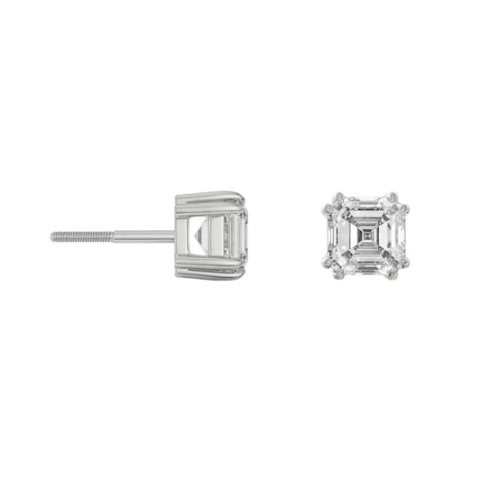1 ct Asscher Lab Grown Radiant Ear Studs