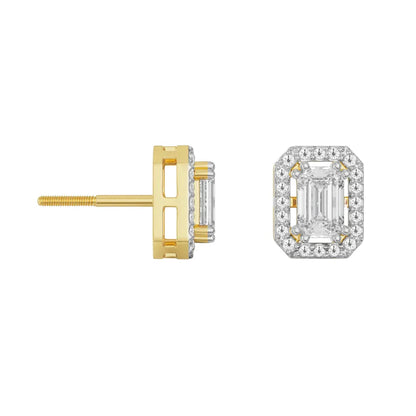 Shimmering Halo Emerald Lab Grown Radiant Earrings