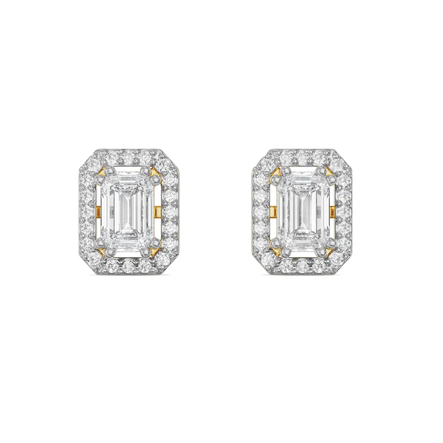 Shimmering Halo Emerald Lab Grown Radiant Earrings