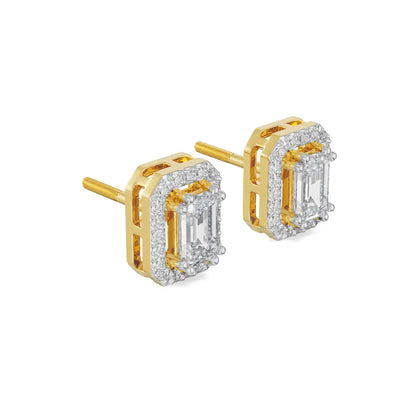 Shimmering Halo Emerald Lab Grown Radiant Earrings
