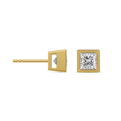 1 ct Frame Princess Lab Grown Brilliant Solitaire Studs
