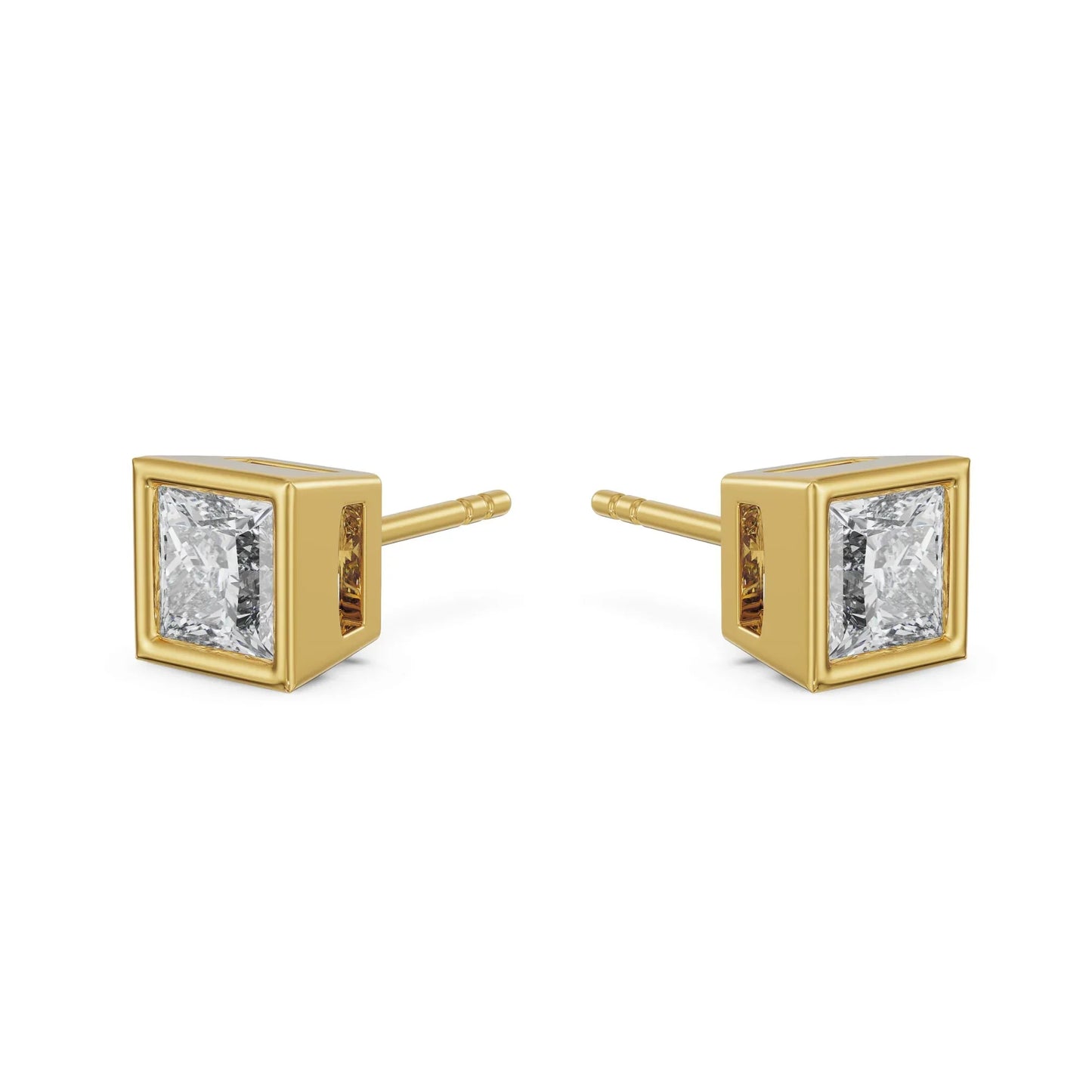 1 ct Frame Princess Lab Grown Brilliant Solitaire Studs